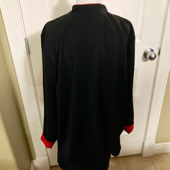 PENNINGTONS Black red floral embroidered open-front mandarin collar jacket 1X 2X - Picture 14 of 14